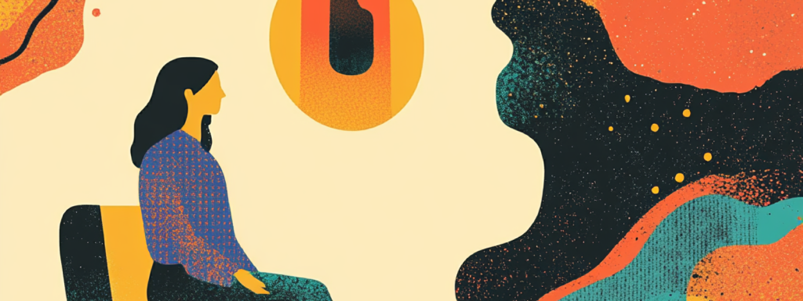 graphic illustration of a woman sitting