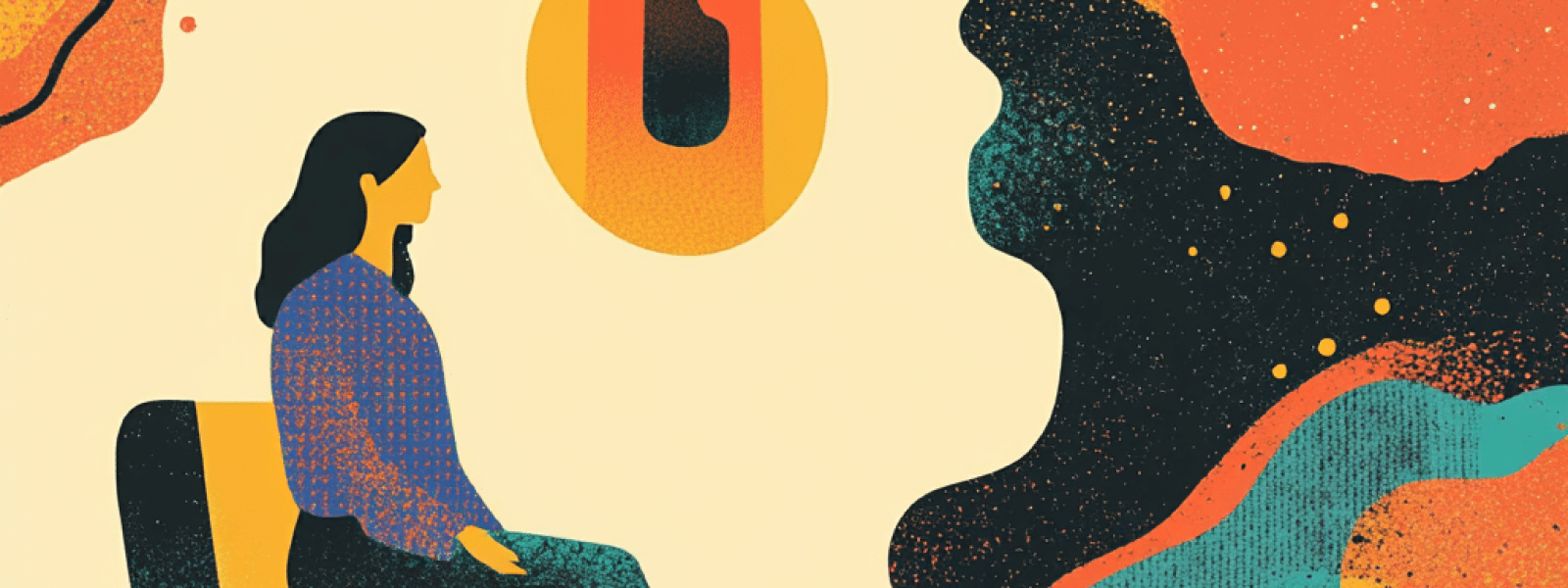 graphic illustration of a woman sitting