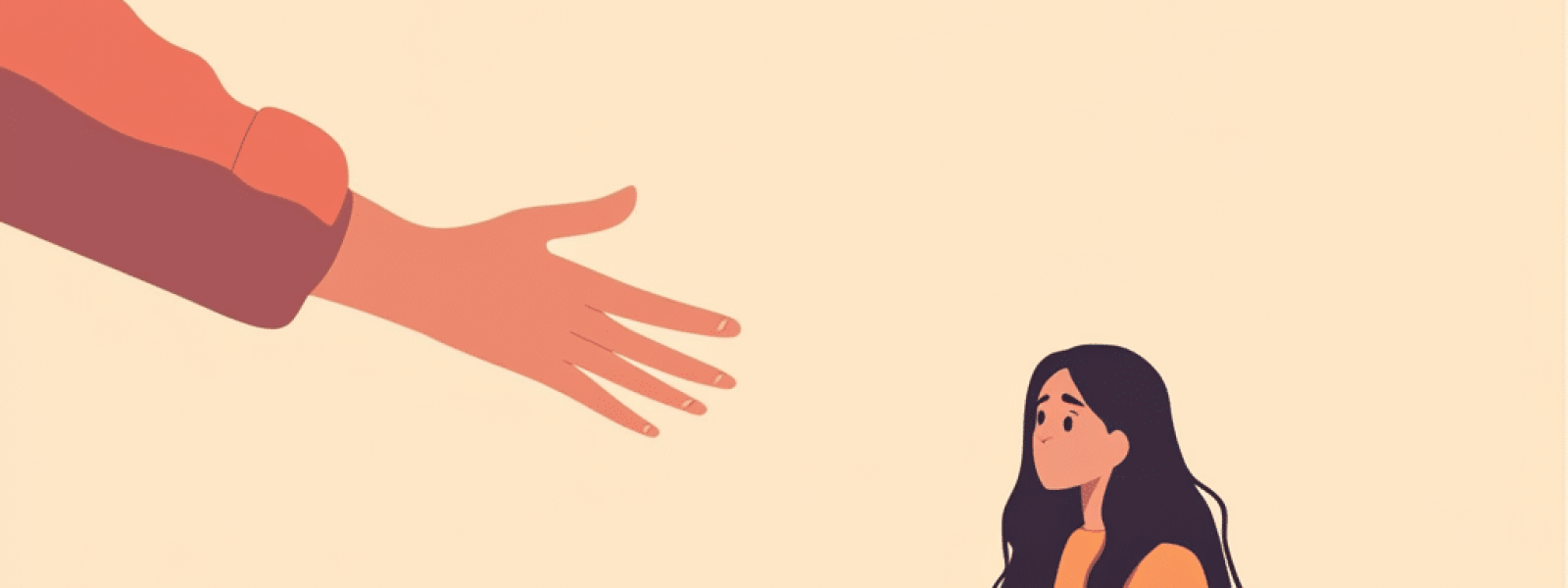 wizardemons_Hand_reaching_out_to_help_a_young_woman_with_anxiet_7e3a6548-326f-4ad0-8ee9-70353b08b9b8